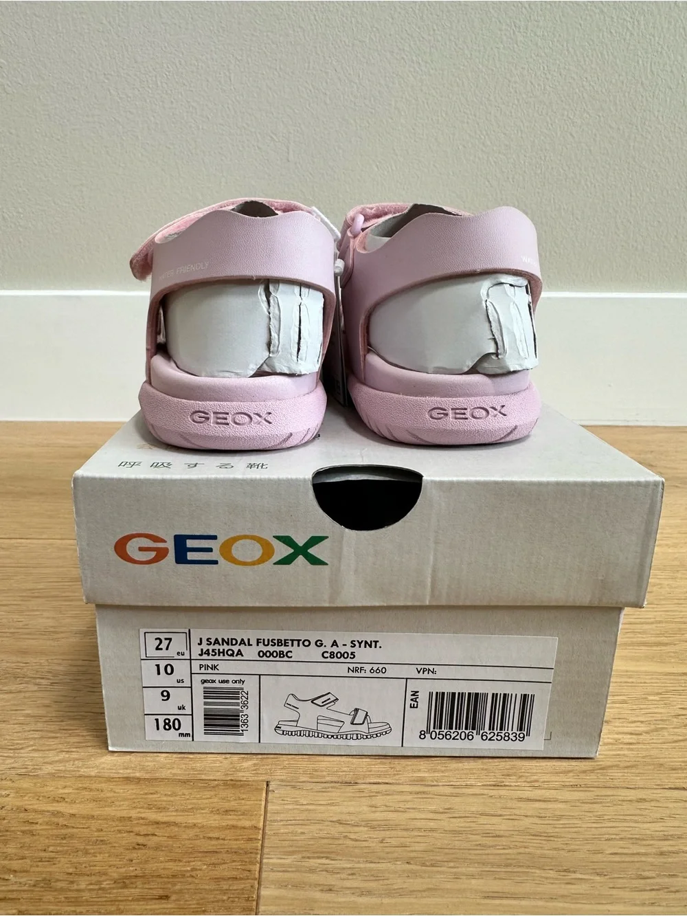 Geox Fusbetto Girls Pink Sandals Size 27 US 10 New in Box